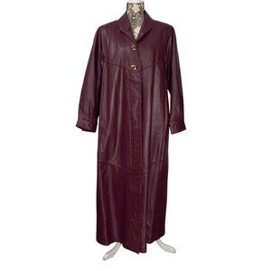 Vintage ROAMANS 80s Purple/Burgundy Leather Trench Coat Womens Size 14W
